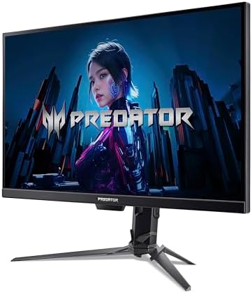 Connectique et pied réglable de l'écran gamer Acer Predator XB273U F5 : DisplayPort 1.4, HDMI 2.1 et USB