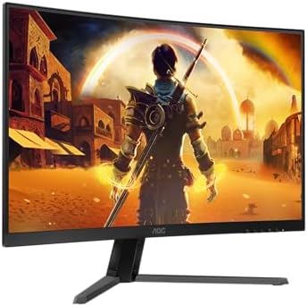 Connectique et pied de l'écran gamer AOC Gaming C32G42ZE (DisplayPort 1.4, HDMI 2.0)