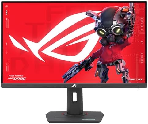 ASUS ROG Strix XG27UCS, écran gamer 27 pouces 4K Fast IPS 160 Hz vu de face sur son pied