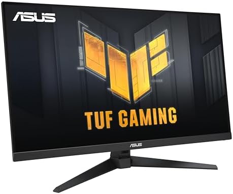 Connectique et pied de l'écran gamer ASUS TUF Gaming VG328QA1A (DisplayPort, HDMI)