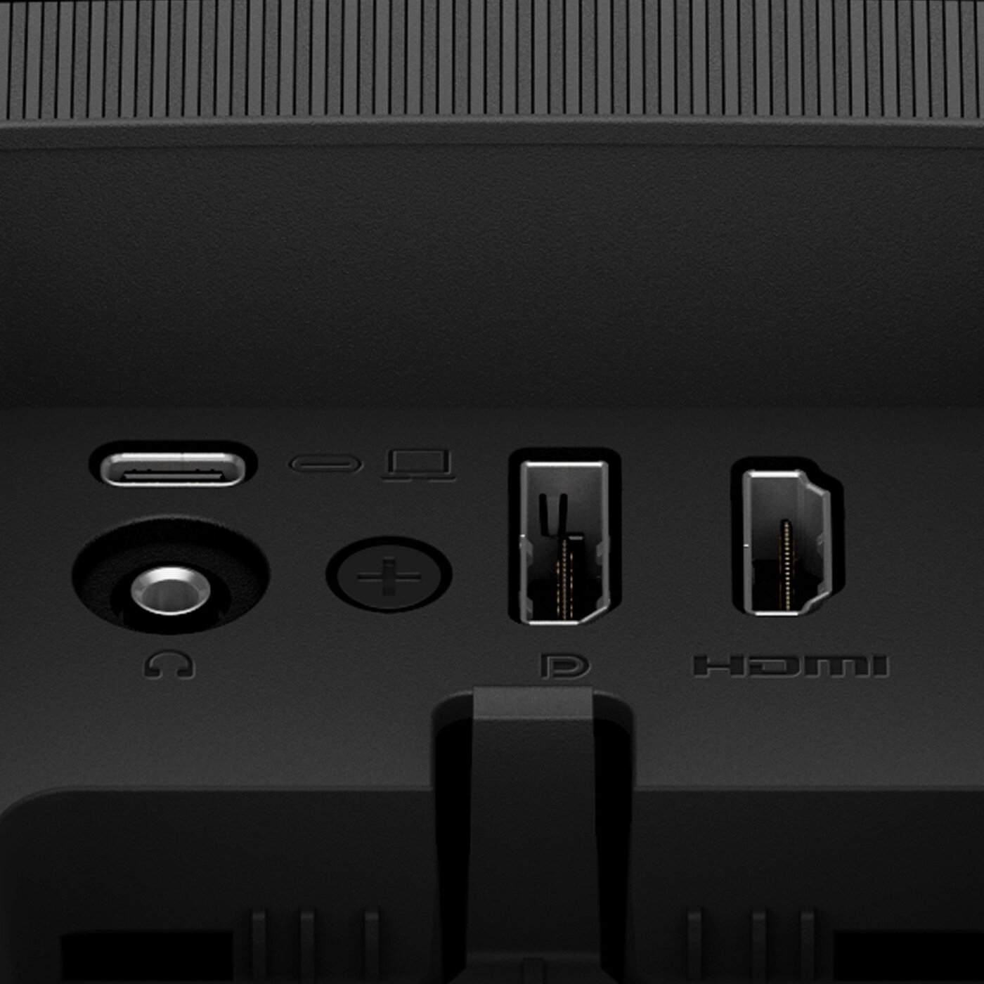 Connectique de l'écran gamer BenQ GW2490CE : USB-C, sortie casque, DisplayPort 1.2 et HDMI 1.4