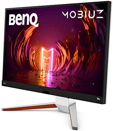 BenQ MOBIUZ EX3210U, écran gamer 32 pouces 4K IPS 144 Hz DisplayHDR 600 vu de trois quarts
