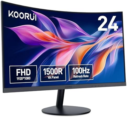 KOORUI 24N5CA, écran gamer d'appoint 23,6 pouces Full HD VA incurvé 1500R 100 Hz