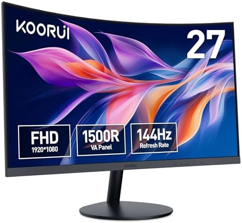 KOORUI 27N5CA, écran gamer 27 pouces Full HD incurvé 1500R vu de face