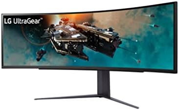 LG UltraGear 49GR85DC-B, écran gamer 49 pouces DQHD VA incurvé 1000R 240 Hz vu de trois quarts