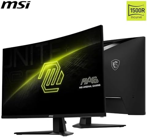 MSI MAG 32CQ6F, écran gamer 32 pouces QHD Rapid VA incurvé 1500R 180 Hz, vu de face et de dos