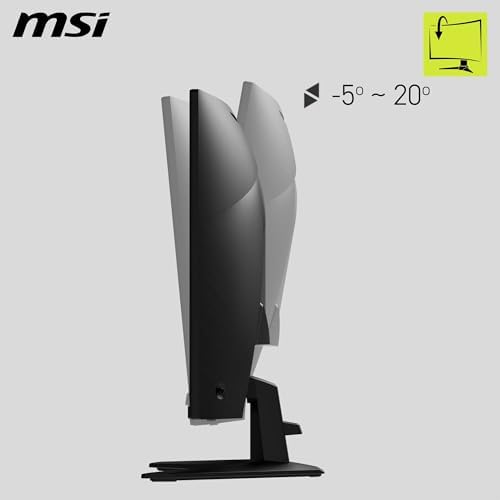 Pied de l'écran gamer MSI MAG 32CQ6F : inclinaison de -5° à +20°, sans réglage en hauteur