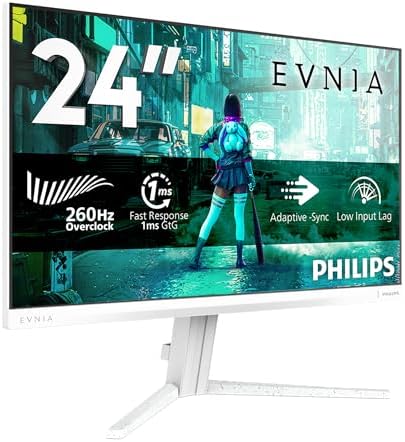 Philips Evnia 24M2N3201PL, écran gamer 24 pouces Full HD Fast IPS 260 Hz, dalle mate et couleurs vives