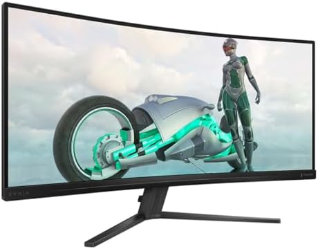Design incurvé et coloris gris foncé de l'écran gamer Philips Evnia 34M2C3500L