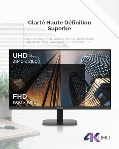 ViewSonic VA2708-4K-HD, écran 27 pouces 4K UHD IPS : comparaison de définition 4K 3840 x 2160 et Full HD