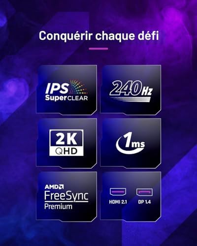 Caractéristiques de l'écran gamer ViewSonic VX2758A-2K-PRO-3 : IPS SuperClear, 240 Hz, QHD, 1 ms, FreeSync Premium, HDMI 2.1 et DisplayPort 1.4